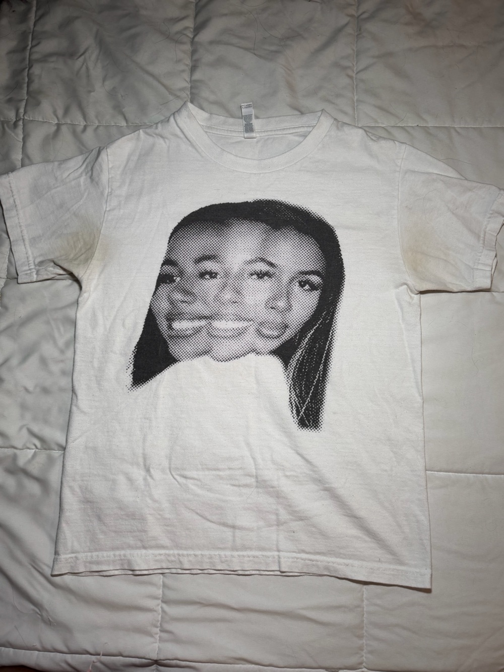 American Apparel White Short-Sleeve Tee with Mariah The Scientist